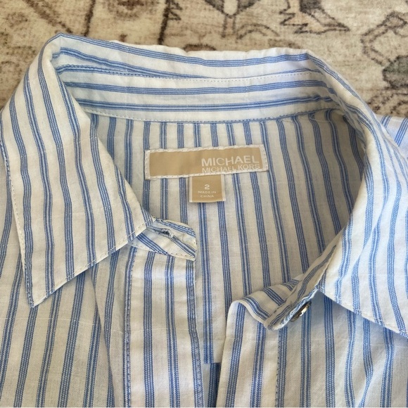 MICHAEL Michael Kors Light Blue and White Striped Shirt - Picture 5 of 12